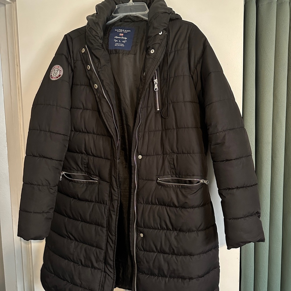 Black Puffer Coat with Hood